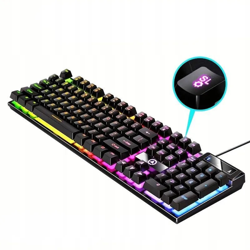 Juodoji RGB LED apšviesta žaidimų klaviatūra