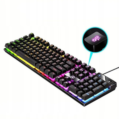 Juodoji RGB LED apšviesta žaidimų klaviatūra