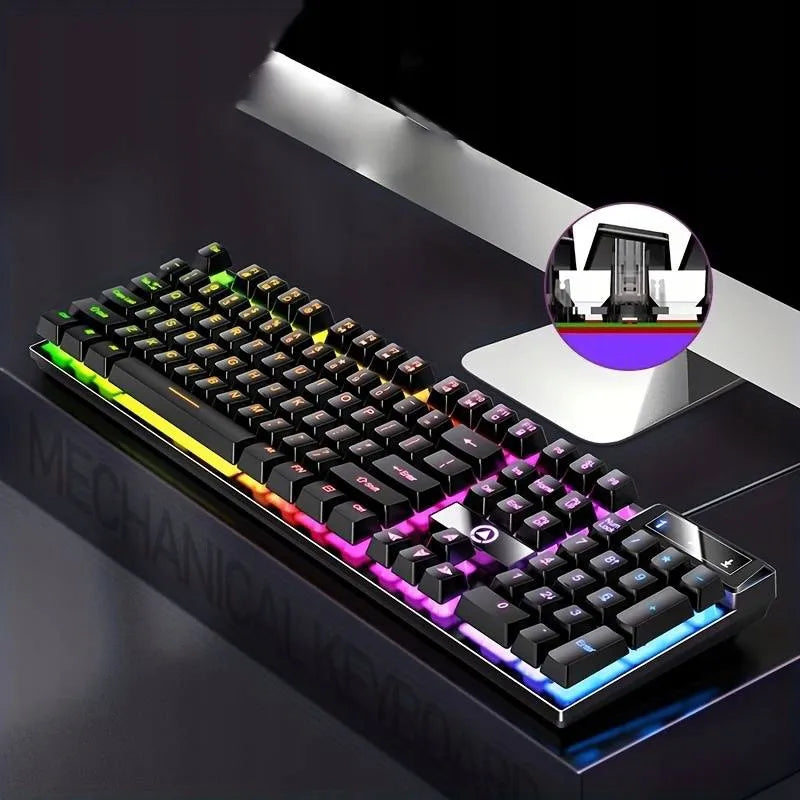 Juodoji RGB LED apšviesta žaidimų klaviatūra