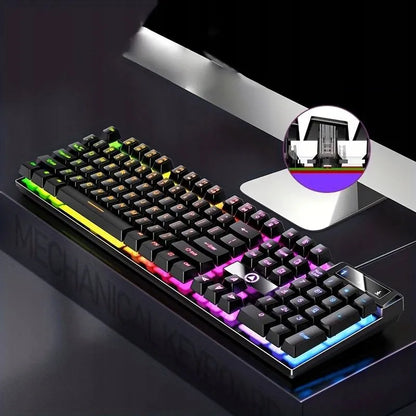 Juodoji RGB LED apšviesta žaidimų klaviatūra