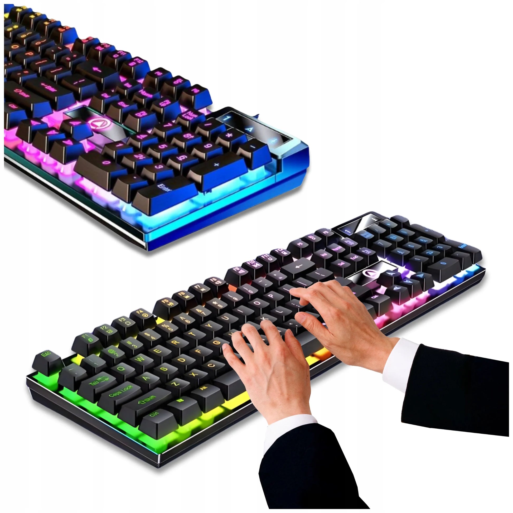 Juodoji RGB LED apšviesta žaidimų klaviatūra