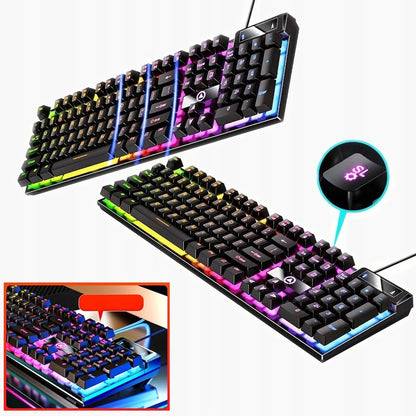 Juodoji RGB LED apšviesta žaidimų klaviatūra