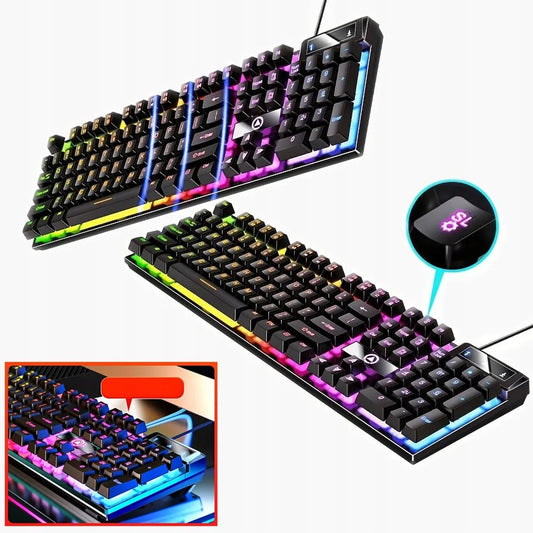 Juodoji RGB LED apšviesta žaidimų klaviatūra