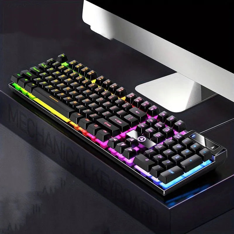Juodoji RGB LED apšviesta žaidimų klaviatūra
