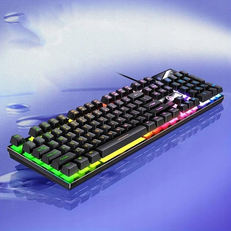 Juodoji RGB LED apšviesta žaidimų klaviatūra