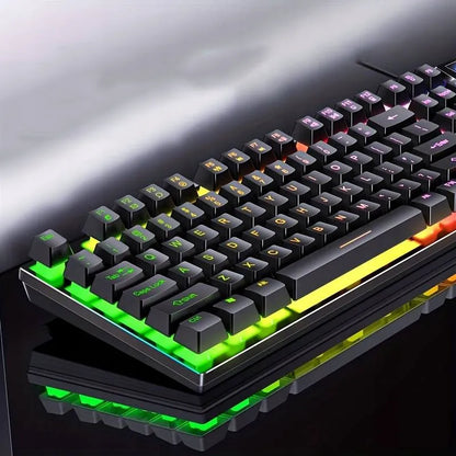 Juodoji RGB LED apšviesta žaidimų klaviatūra
