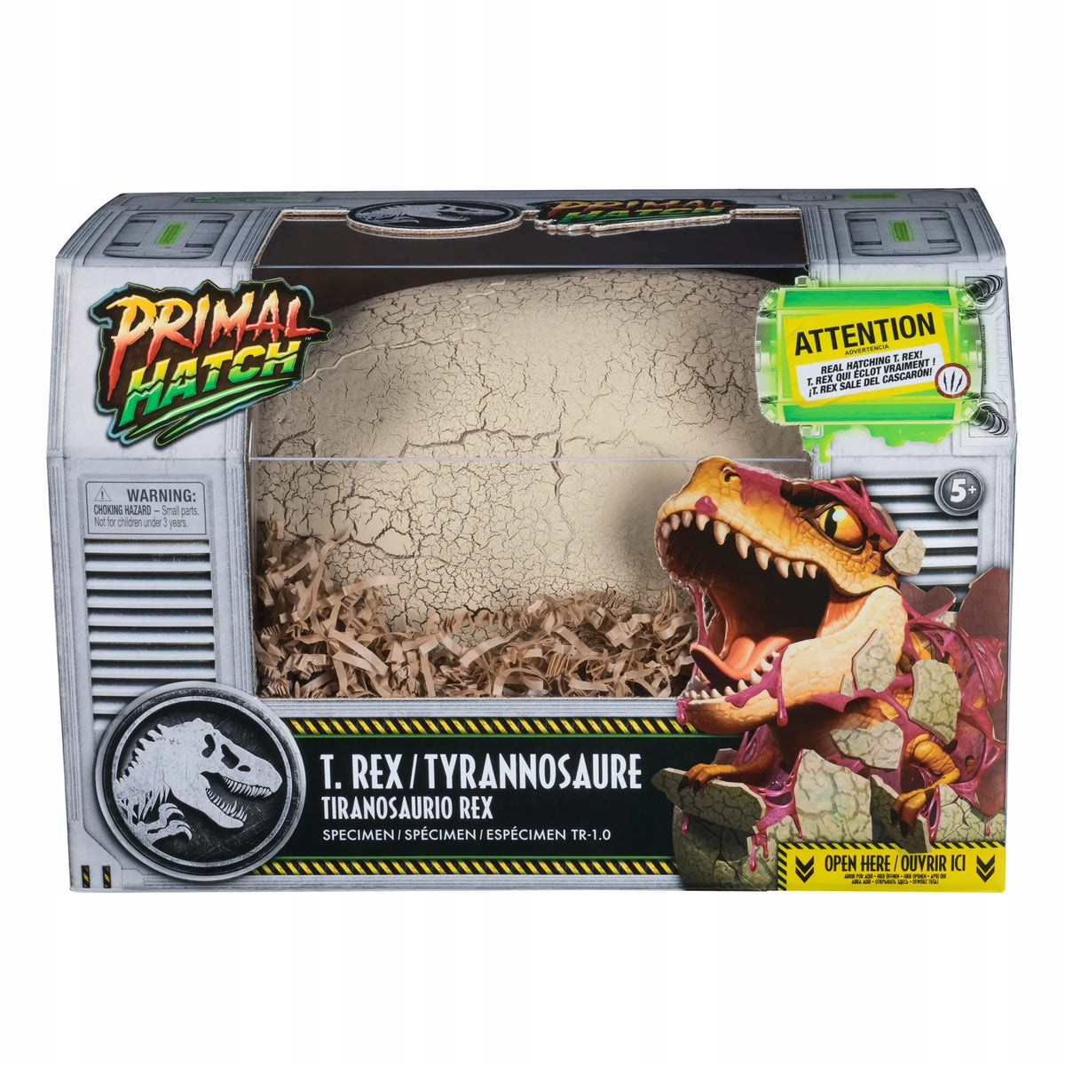 „Jurassic World Primal Hatch“ interaktyvus T-Rex dinozauras, išsiritantis iš kiaušinio
