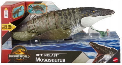 Jurassic World Rebirth didelė dinozauro figūrėlė – mosazauro puolimas nasrais, 65 cm