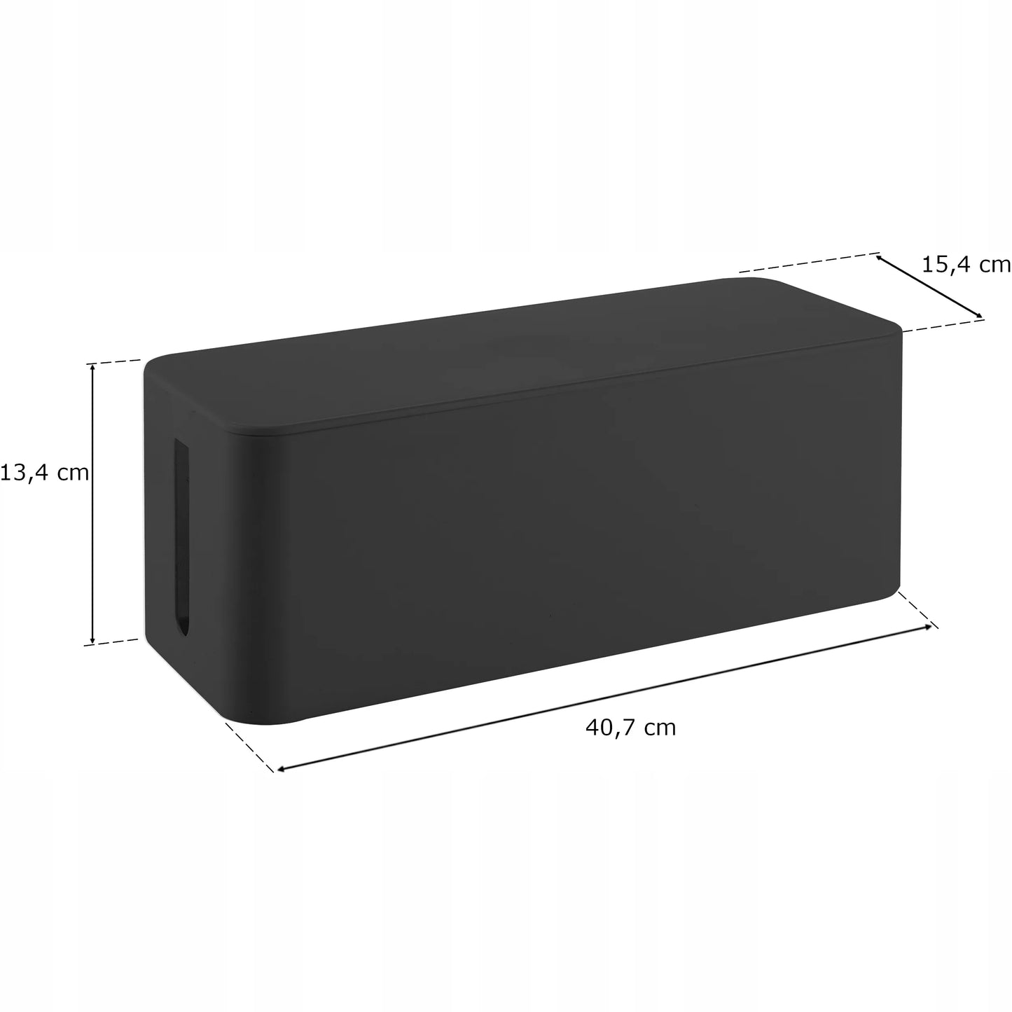 Kabelių ir laidų organizatorius, dėžutė su dangteliu, 40x13x15 cm, juodas