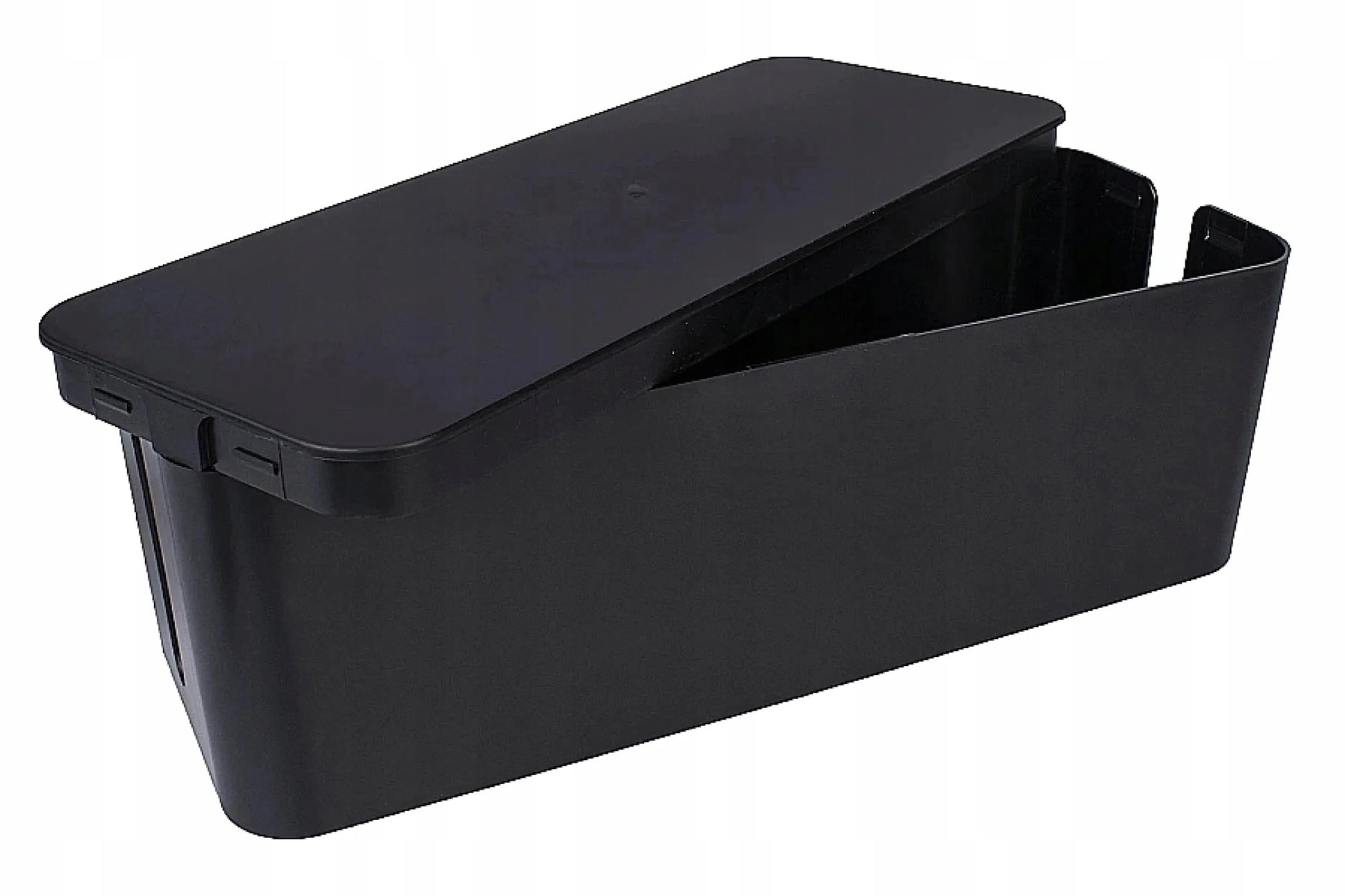 Kabelių ir laidų organizatorius, dėžutė su dangteliu, 40x13x15 cm, juodas