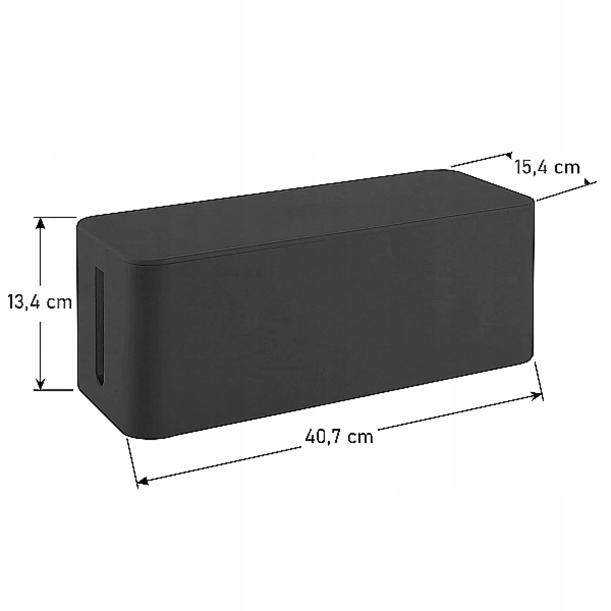 Kabelių ir laidų organizatorius, dėžutė su dangteliu, 40x13x15 cm, juodas