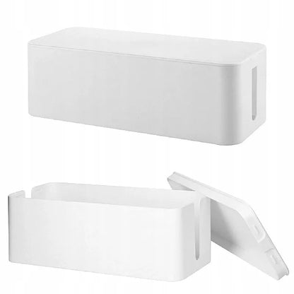 Kabelių organizatorius, dėžutė su dangčiu, 40x13x15 cm, balta