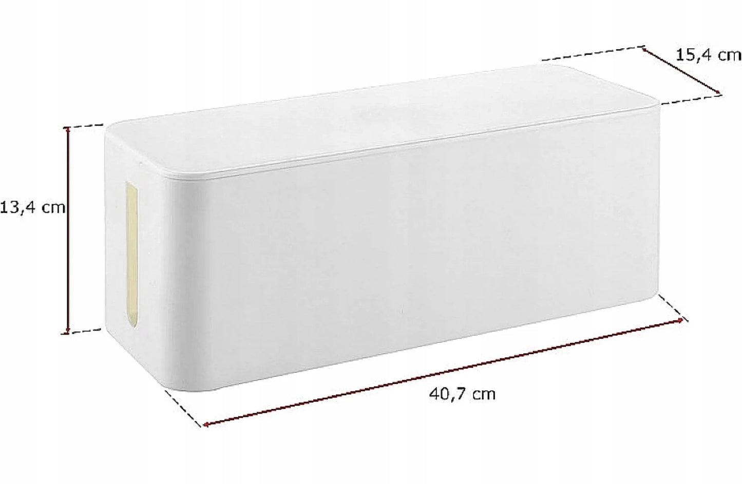 Kabelių organizatorius, dėžutė su dangčiu, 40x13x15 cm, balta