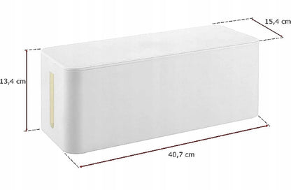 Kabelių organizatorius, dėžutė su dangčiu, 40x13x15 cm, balta