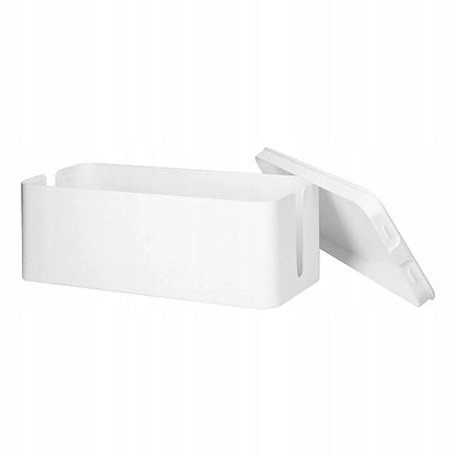 Kabelių organizatorius, dėžutė su dangčiu, 40x13x15 cm, balta