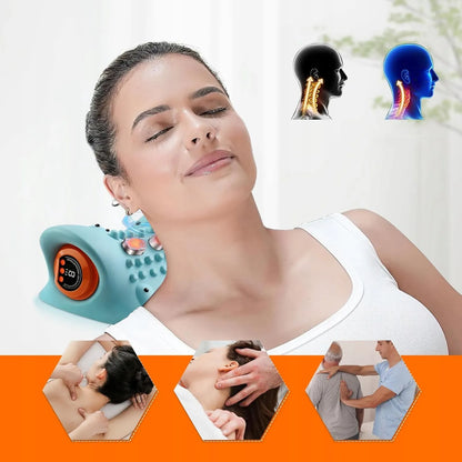 Kaklo masažuoklis, masažinė pagalvė su šildymu, Shiatsu kelioninis, mėlynas