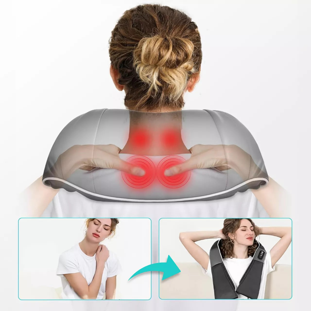 Kaklo, nugaros ir kūno masažuoklis MalTec PRO-Comfy30W-02 Shiatsu su šildymo funkcija