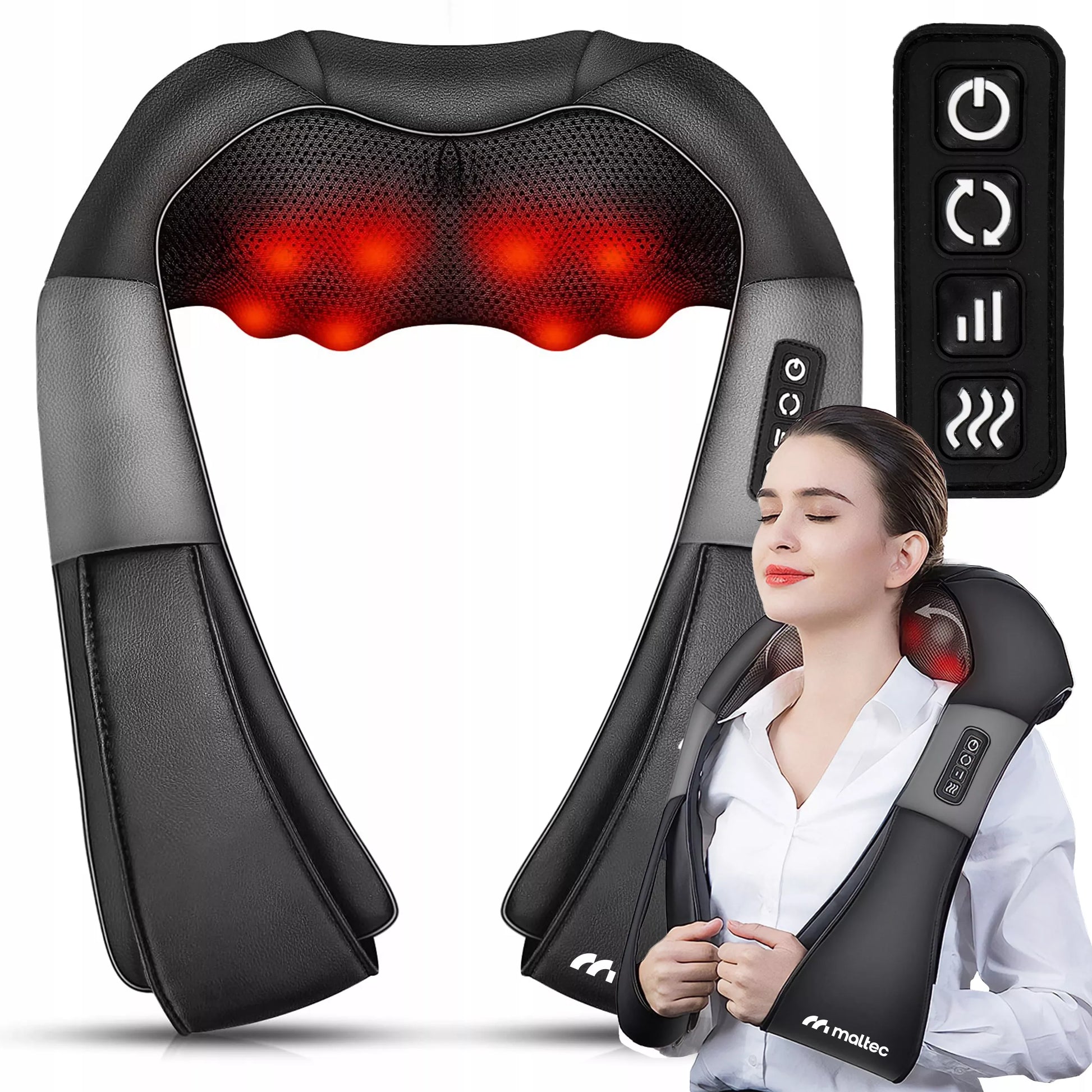 Kaklo, nugaros ir kūno masažuoklis MalTec PRO-Comfy30W-02 Shiatsu su šildymo funkcija