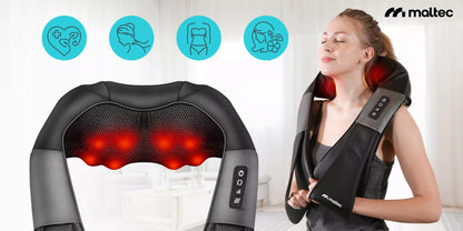 Kaklo, nugaros ir kūno masažuoklis MalTec PRO-Comfy30W-02 Shiatsu su šildymo funkcija
