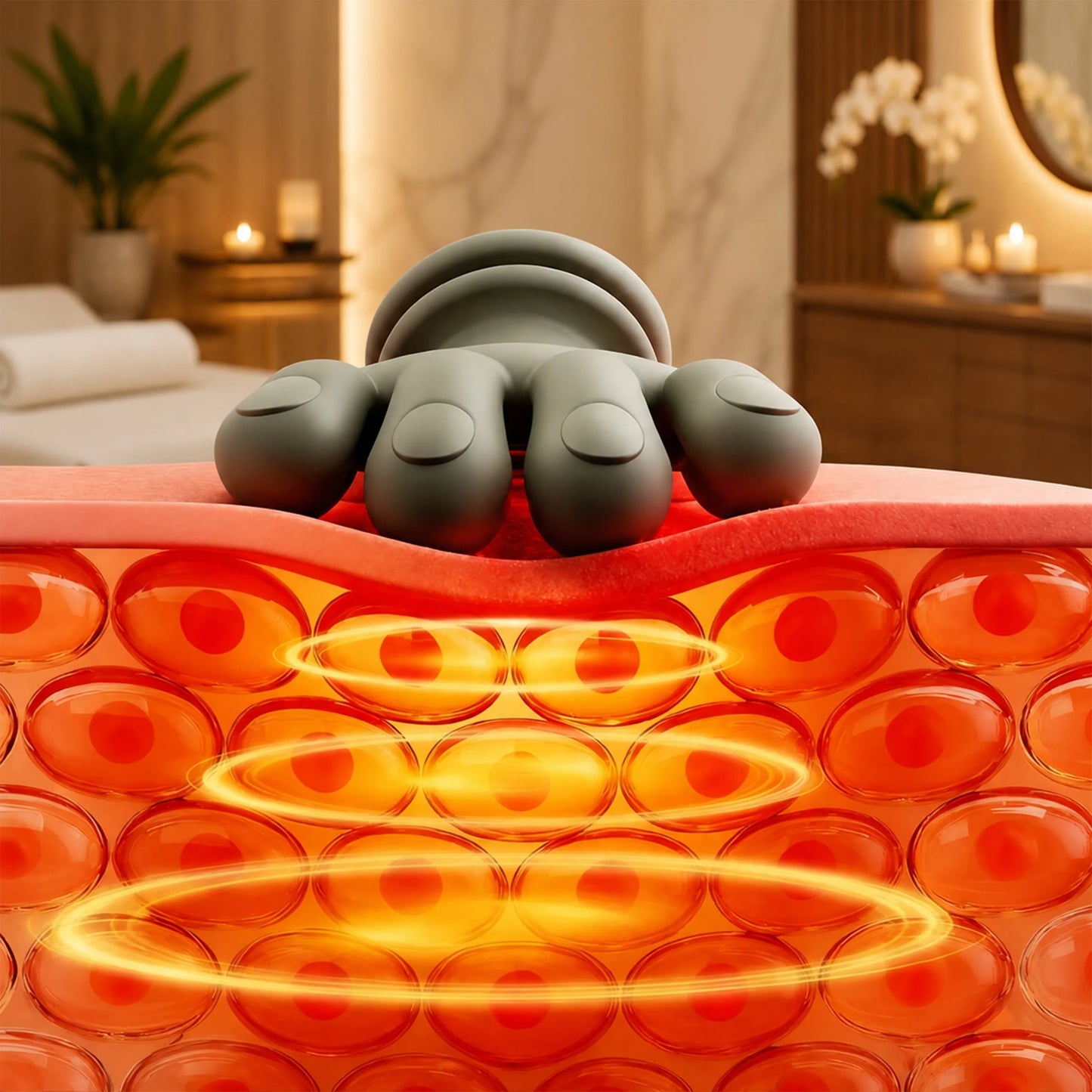 Kaklo, pečių ir blauzdų masažuoklis Shiatsu su šildymu, belaidis, minkymo funkcija