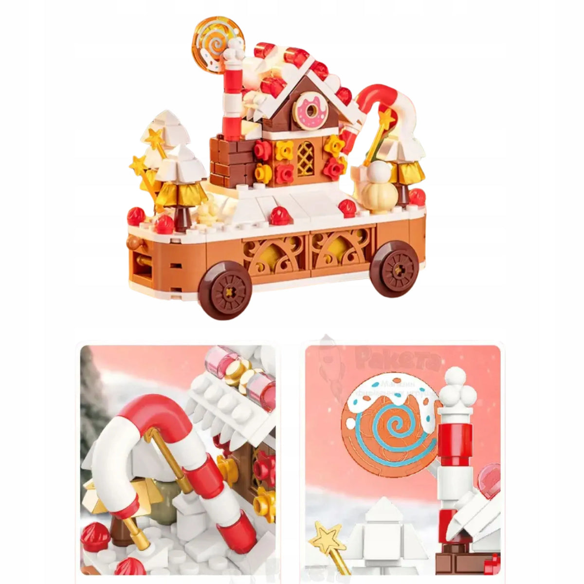Kalėdinės kaladėlės: traukinys su Kalėdų Seniu, eglute ir nameliu – dovana Kalėdoms
