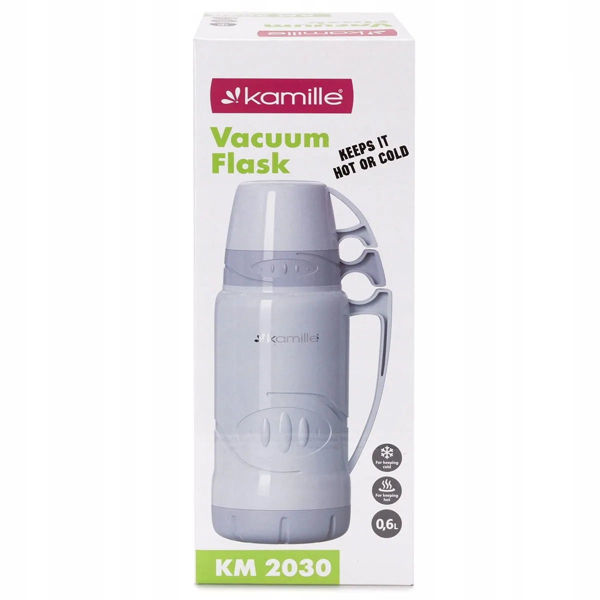 Kamille termosas su stikline kolba, rankena ir puodeliais 600 ml