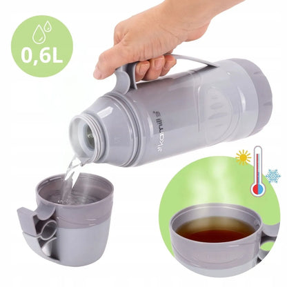Kamille termosas su stikline kolba, rankena ir puodeliais 600 ml