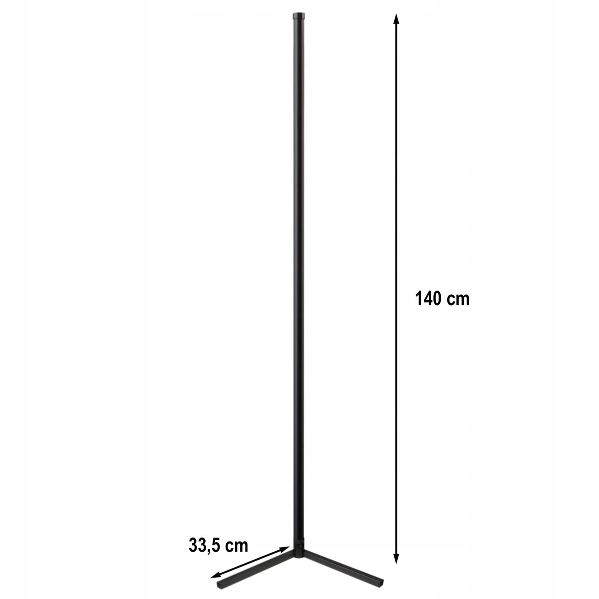 Kampinė pastatoma RGB LED grindų lempa RETOO su nuotolinio valdymo pulteliu, programėle ir muzikos jutikliu, 140 cm