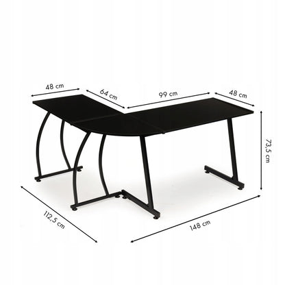 Kampinis ModernHome rašomasis stalas 148 x 48 x 73,5 cm, juodas