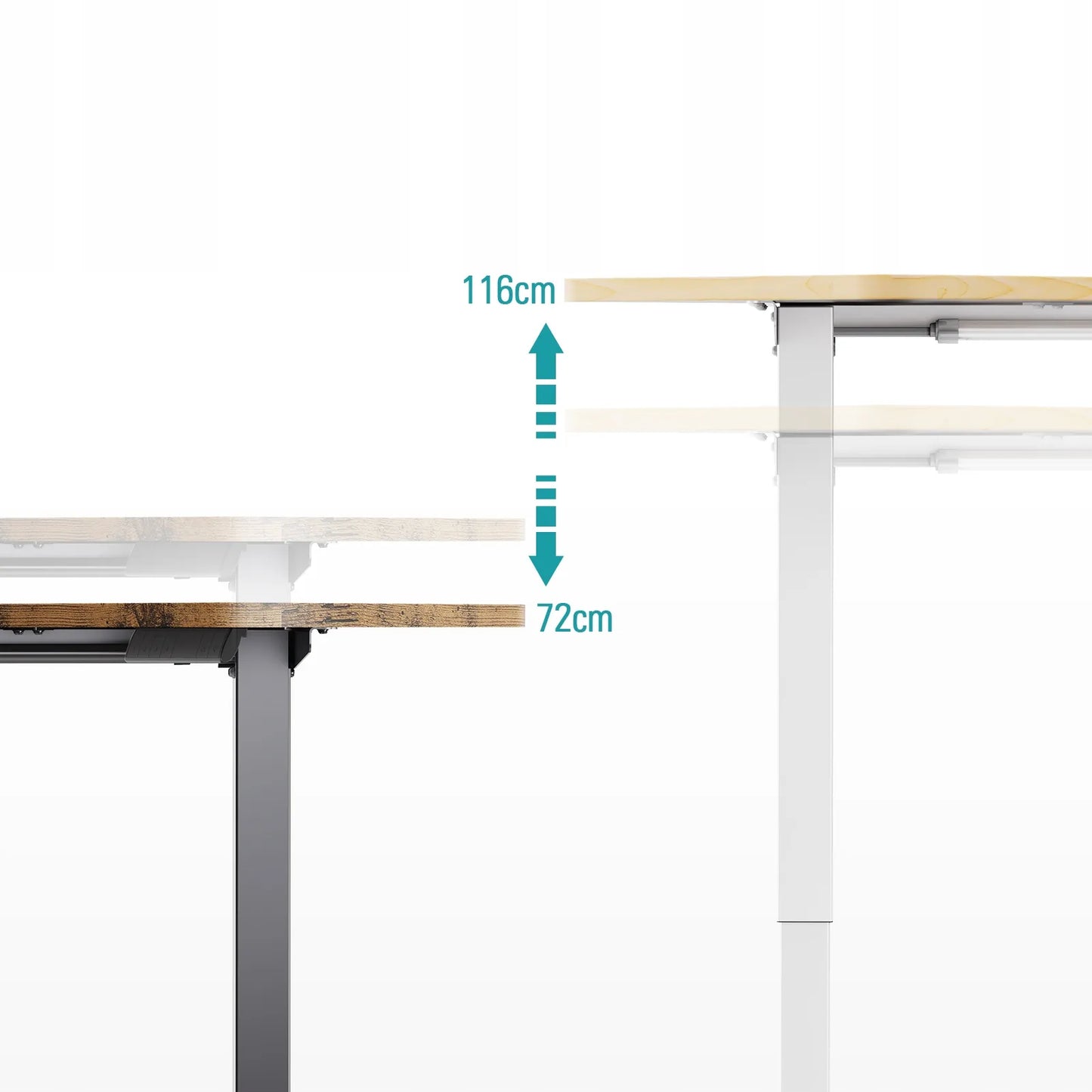 Kampinis stalas Triadyn WorkBase 1206L su elektriniu aukščio reguliavimu 120x120 cm, šviesus ąžuolas