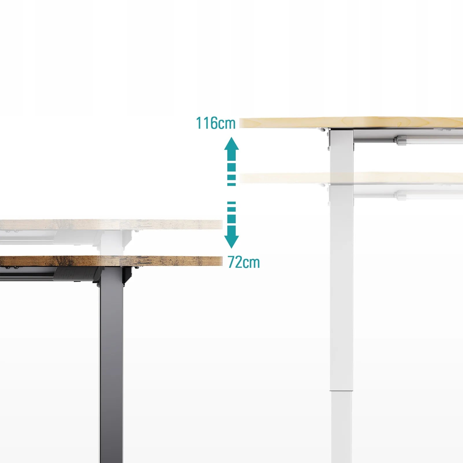 Kampinis stalas Triadyn WorkBase 1206L su elektriniu aukščio reguliavimu 120x120 cm, šviesus ąžuolas