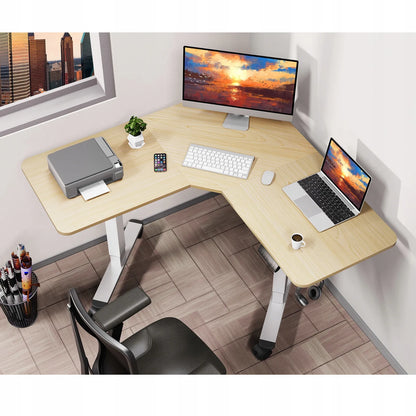 Kampinis stalas Triadyn WorkBase 1206L su elektriniu aukščio reguliavimu 120x120 cm, šviesus ąžuolas