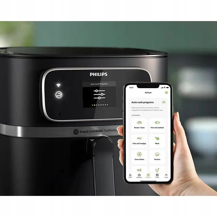Karšto oro gruzdintuvė Philips Ovi HD9880/90 su maisto termometru