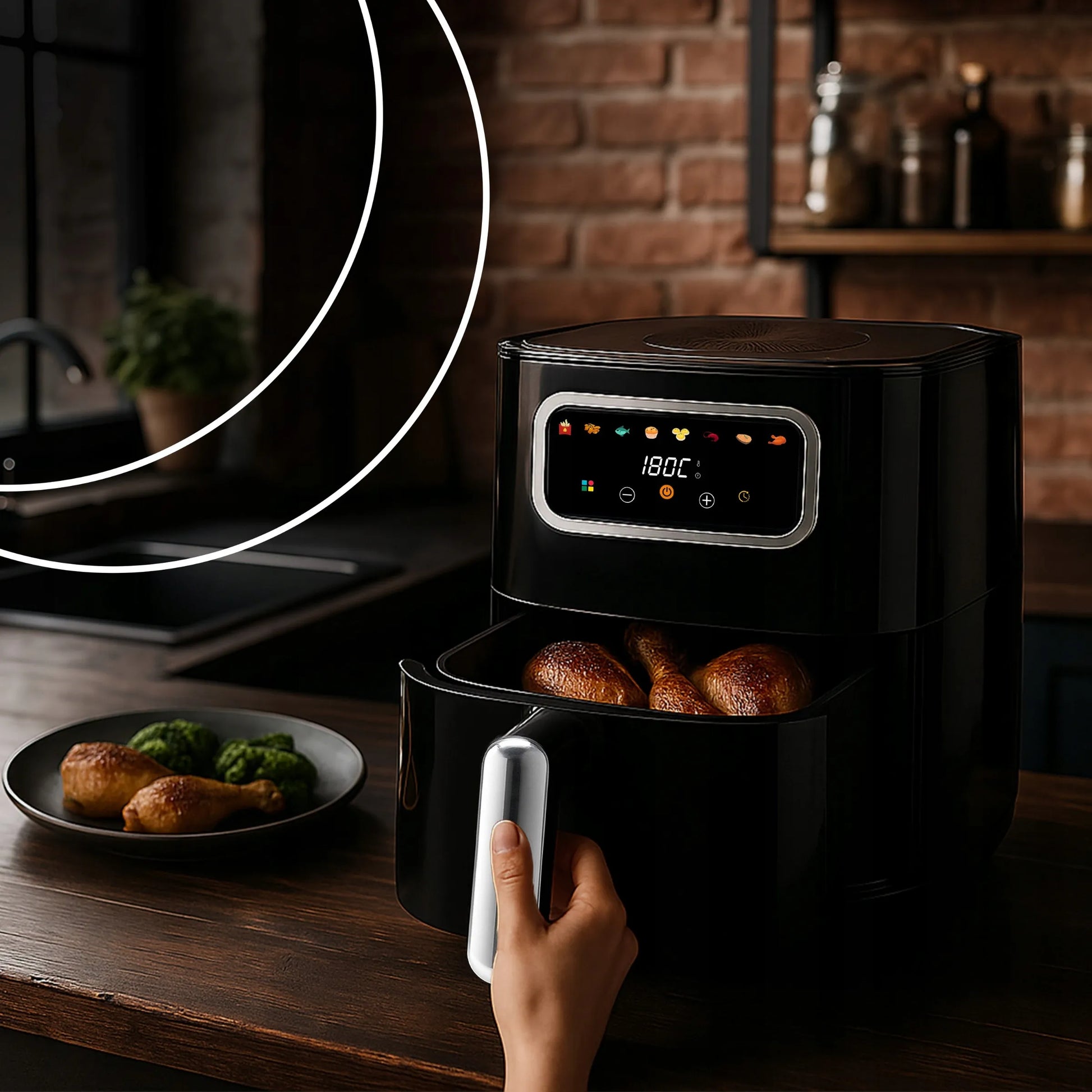Karšto oro gruzdintuvė RETOO Air Fryer 1450W, 5,5 l, 8 programų