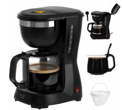 Kavos virimo aparatas Adler AD 4381 Black, 0,6 l, 600 W, stiklinis ąsotis