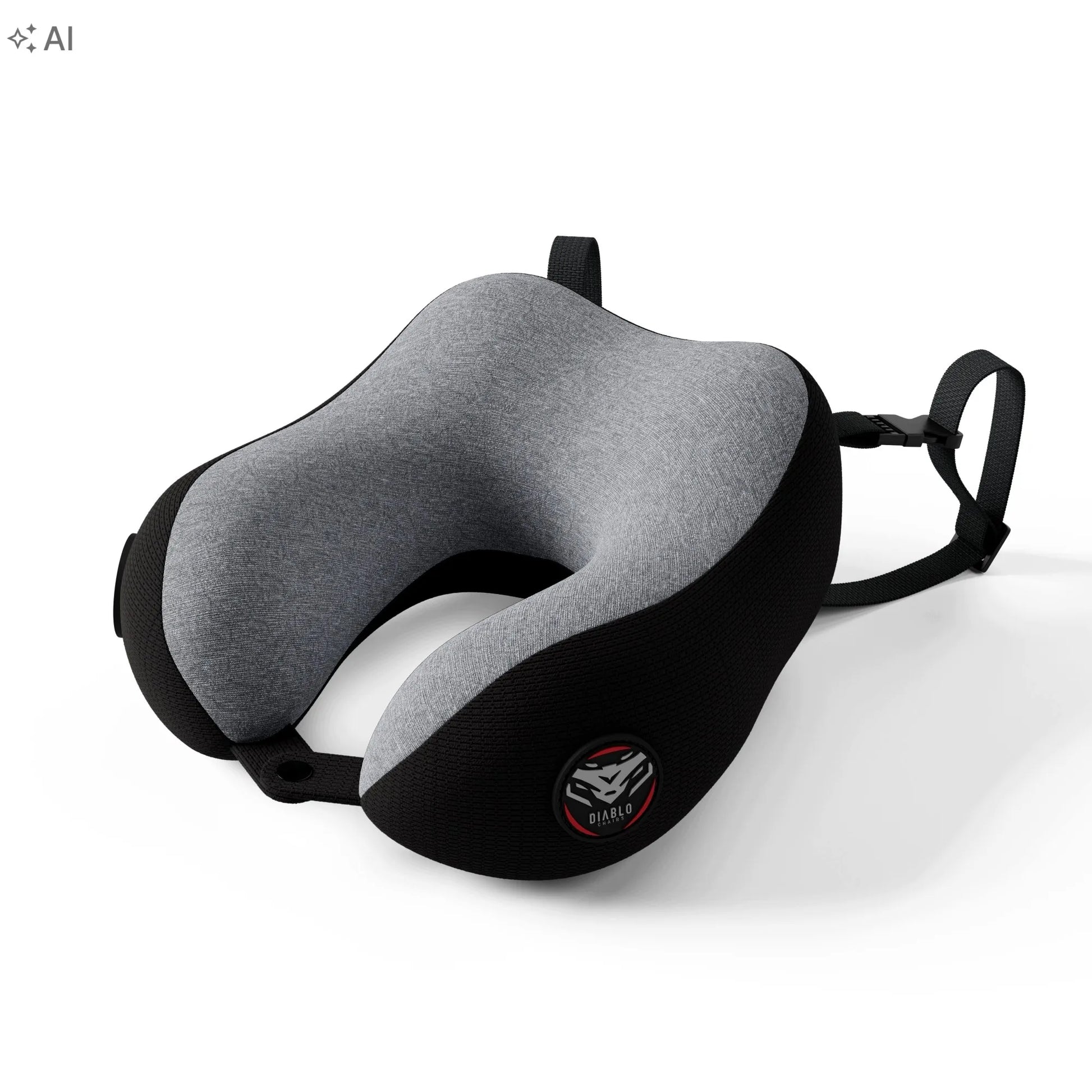 Kelioninė kaklo pagalvė lėktuvui pilka-juoda Diablo TRAVEL PILLOW