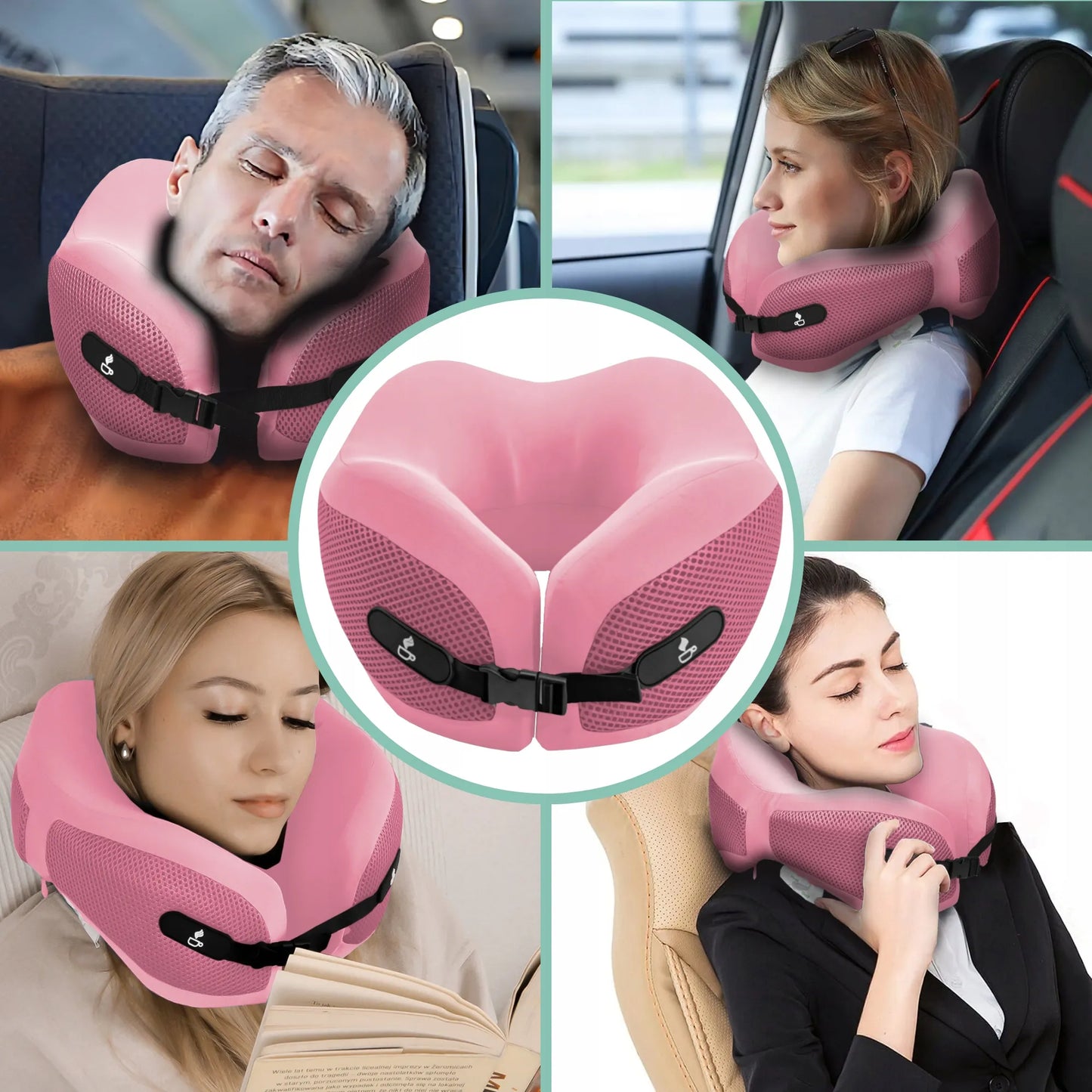 Kelioninė kaklo pagalvė Medi Sleep, rožinė