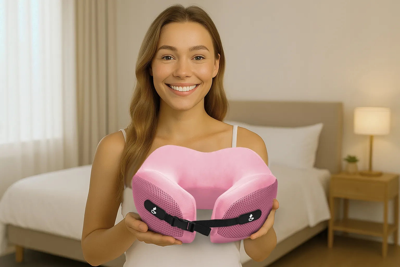 Kelioninė kaklo pagalvė Medi Sleep, rožinė