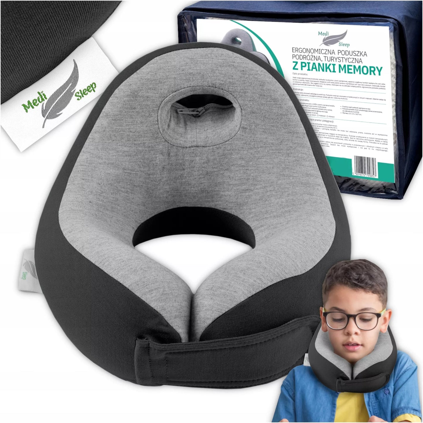 Kelioninė pagalvė vaikams Medi Sleep, kaklo pagalvė automobiliui, „Memory“ puta