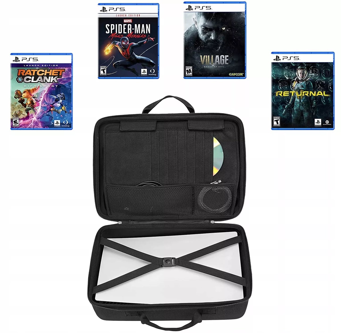 Kelioninis dėklas-lagaminas, sustiprintas dėklas, skirtas PS5 Slim / PS5 D-Chassis ir pulteliams