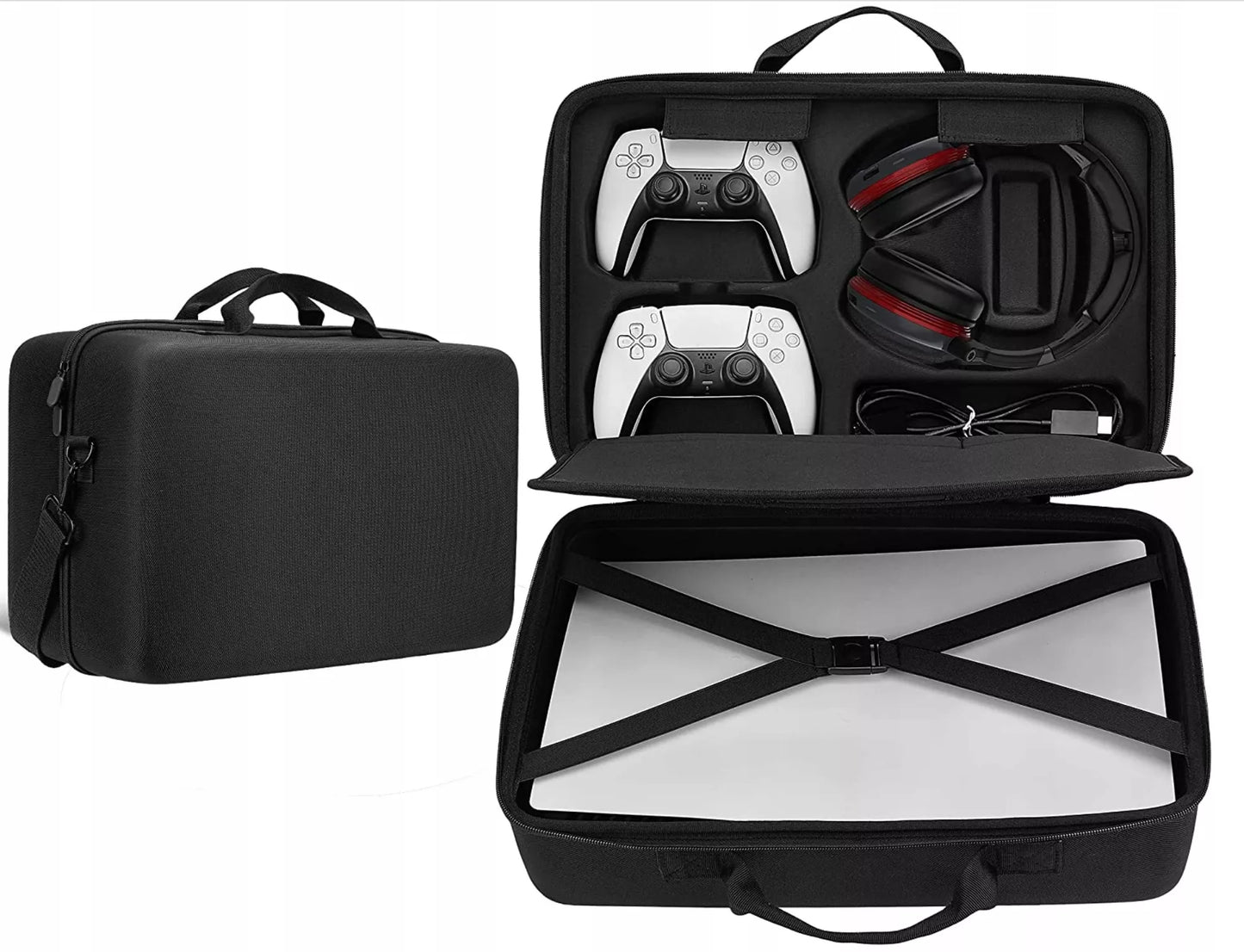 Kelioninis dėklas-lagaminas, sustiprintas dėklas, skirtas PS5 Slim / PS5 D-Chassis ir pulteliams
