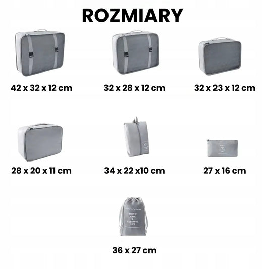 Kelioninis organizatorius lagaminui ar krepšiui, 7 dalių rinkinys