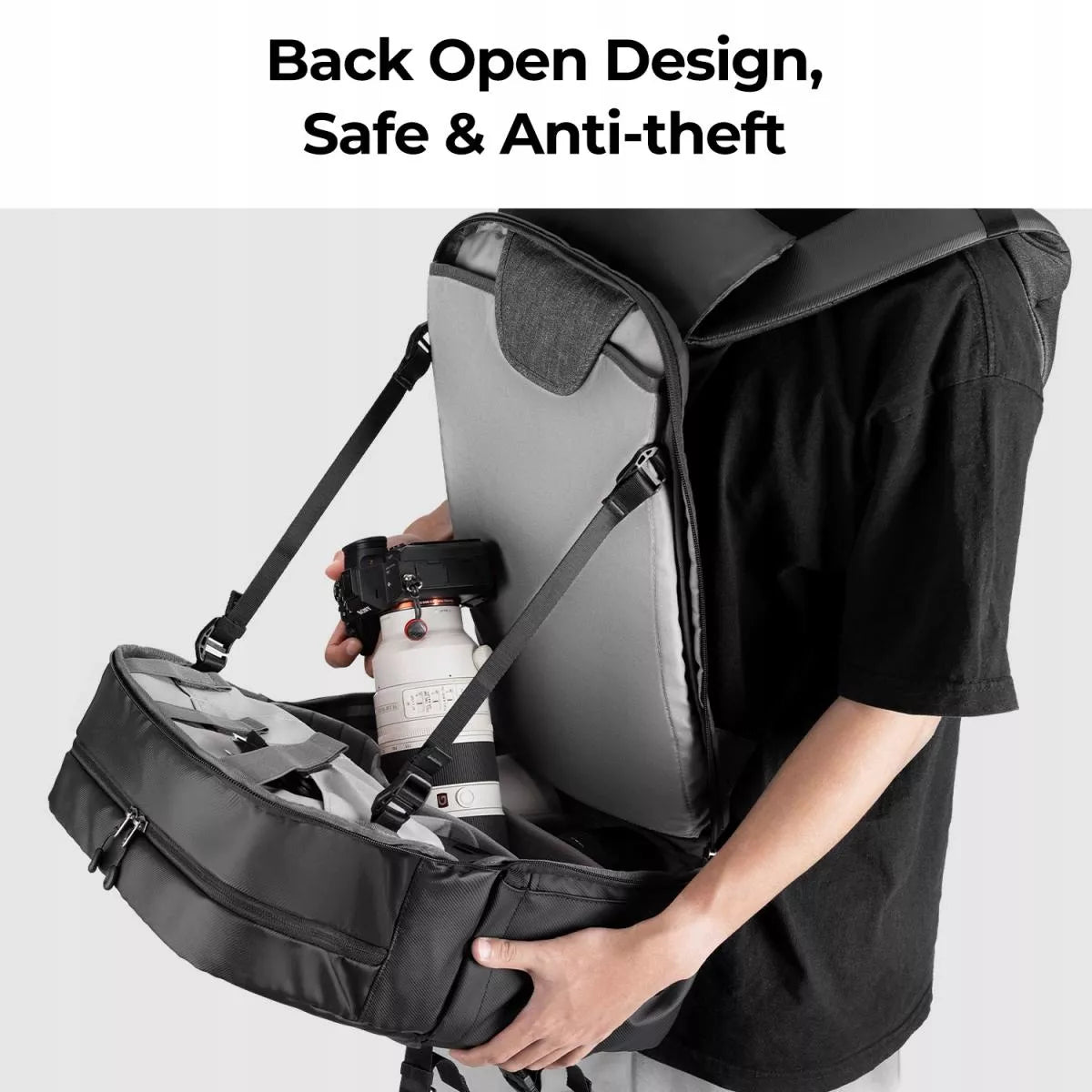 K&F Concept Beta V6 20L fotokuprinė fotoaparatui, nešiojamam kompiuteriui ir dronui, vandeniui atspari