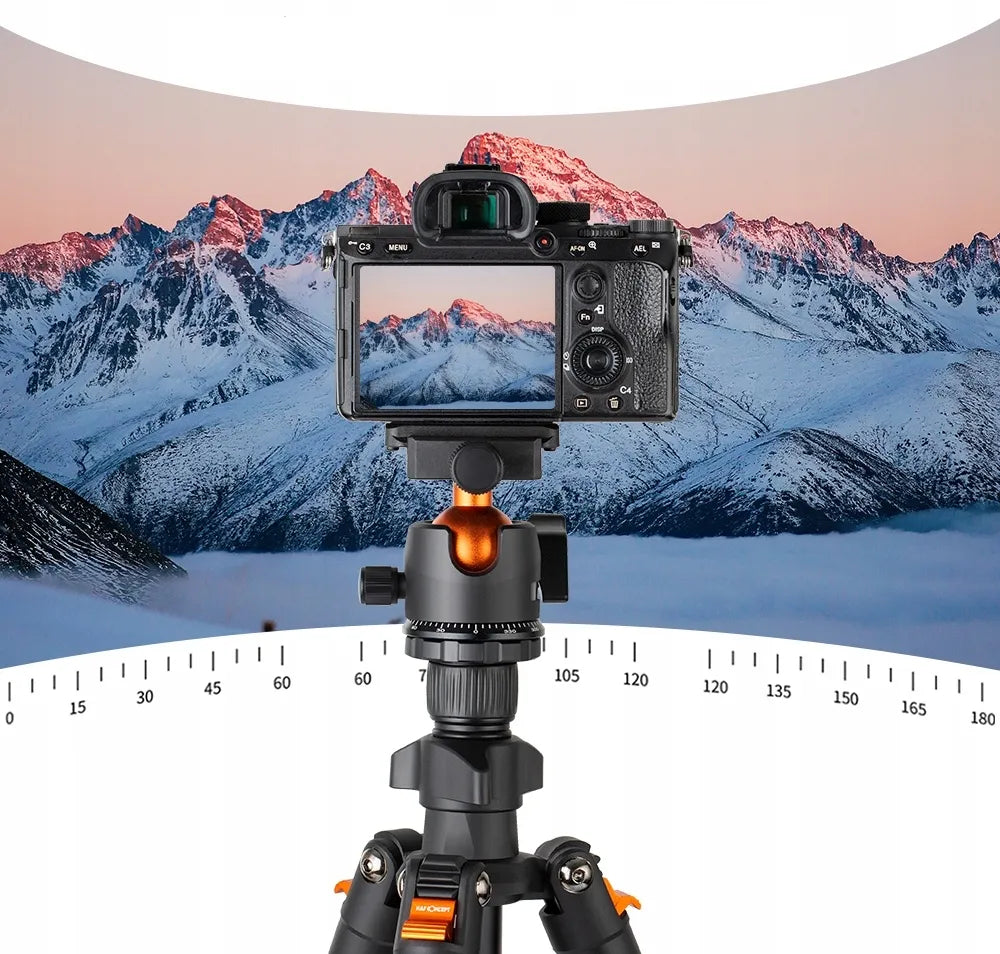 K&F Concept fotografinis trikojis su 3D galvute ir telefono laikikliu
