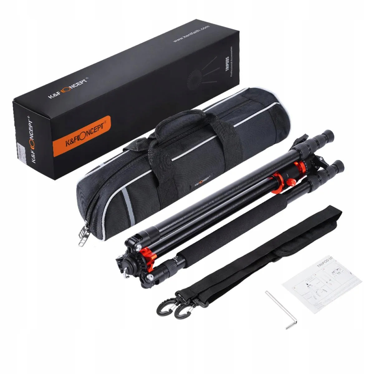 K&F Concept K234A7+FH-03 aliuminio ir magnio trikojis stovas, 231 cm, su horizontalia kolona