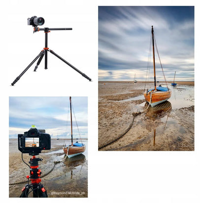 K&F Concept K234A7+FH-03 aliuminio ir magnio trikojis stovas, 231 cm, su horizontalia kolona