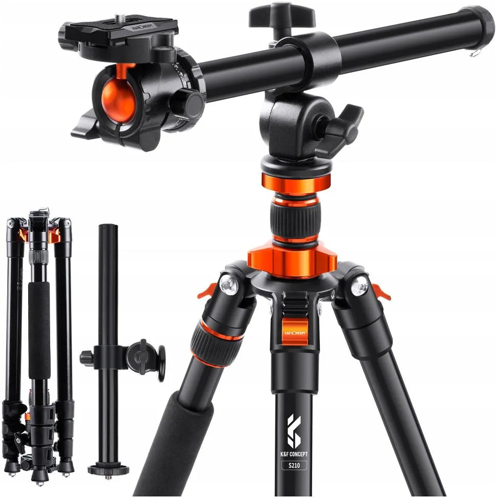 K&F Concept K234A7+FH-03 aliuminio ir magnio trikojis stovas, 231 cm, su horizontalia kolona