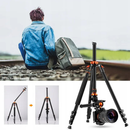 K&F Concept K234A7+FH-03 aliuminio ir magnio trikojis stovas, 231 cm, su horizontalia kolona