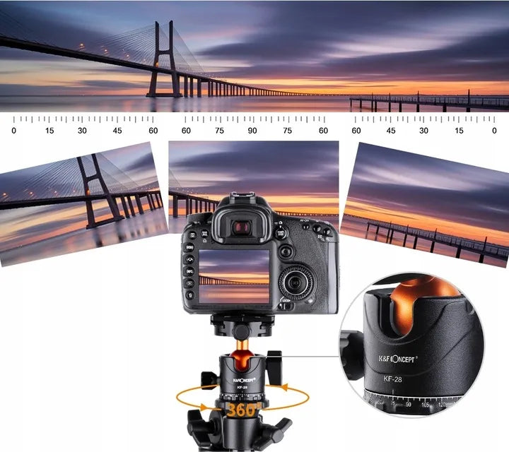 K&F Concept K234A7+FH-03 aliuminio ir magnio trikojis stovas, 231 cm, su horizontalia kolona
