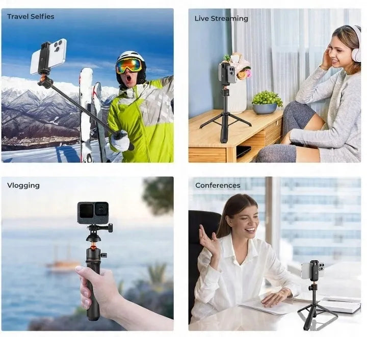 K&F Concept SELFIE lazda, trikojis 60cm 4-in-1 telefonui, išmaniajam telefonui, 1/4 laikiklis, GoPro + pultelis KF09.135